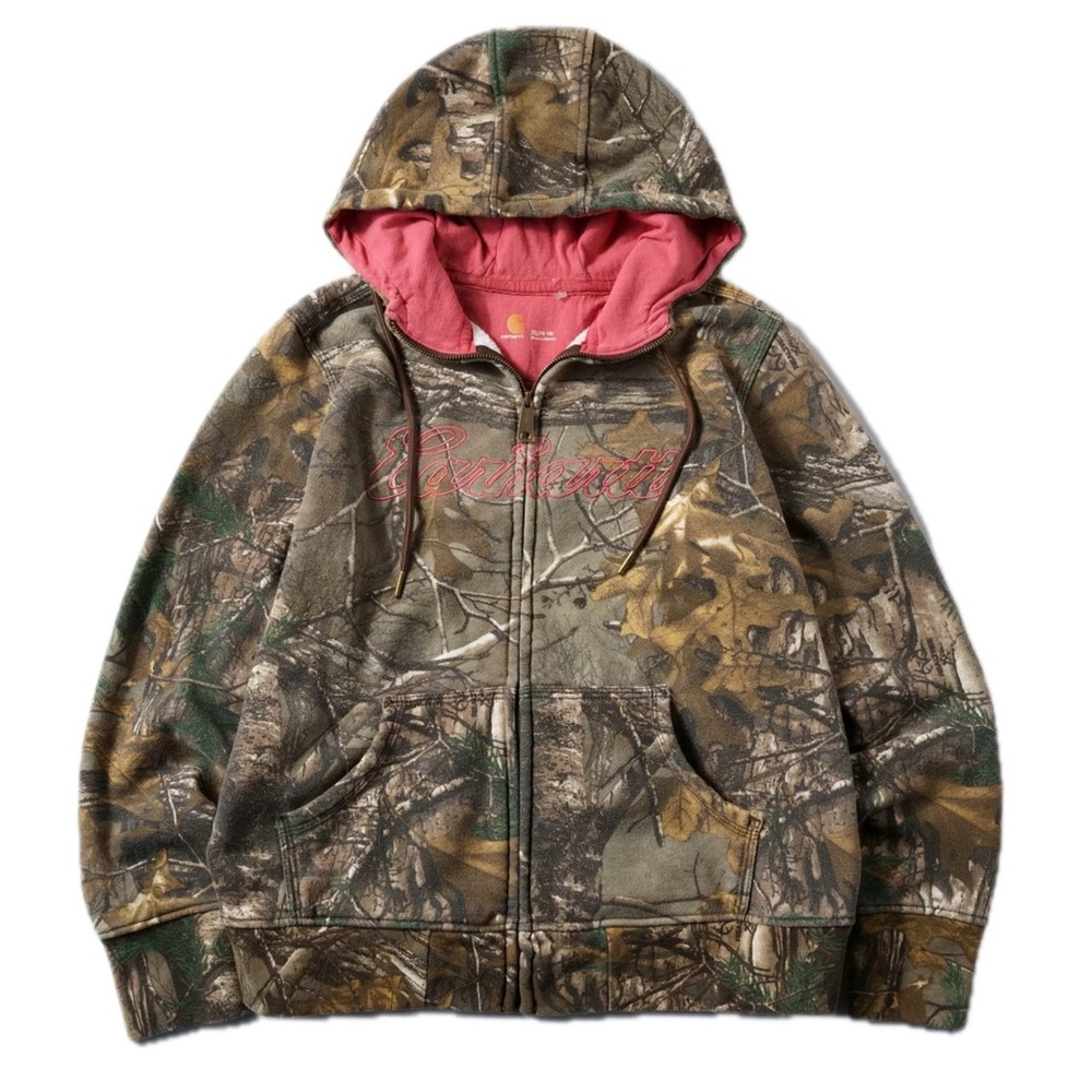 90s Realtree Camo and Pink Carhartt Zip Up Hoodie XL
